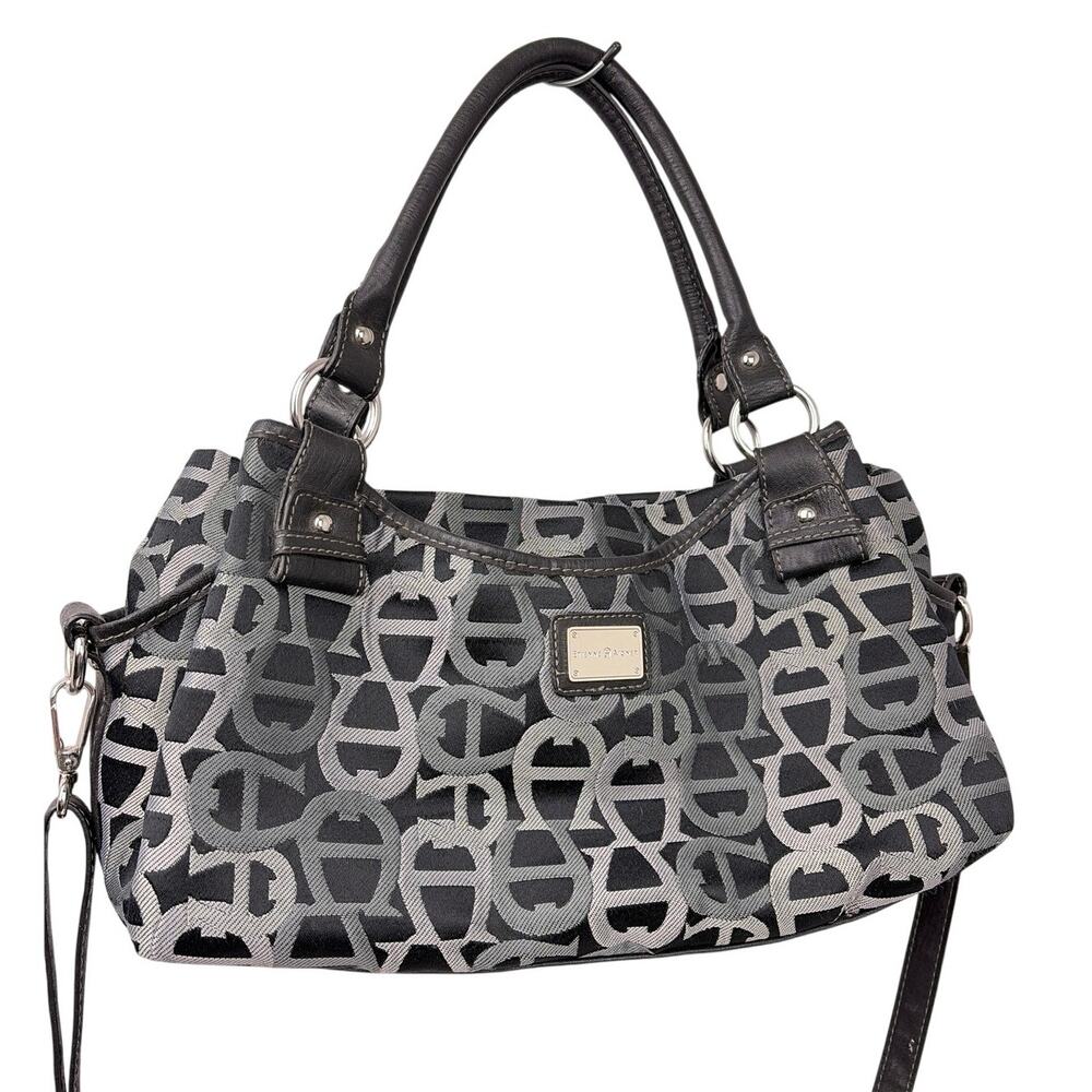 Etienne Aigner Y2K All Over Signature Monogram Quiet Luxury Canvas Satchel